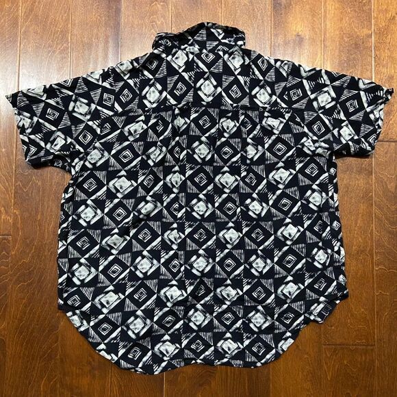 Cherry Creek Vintage 80s Rayon Abstract Black Cream Rayon Women's Plus Size 1X - Picture 4 of 7